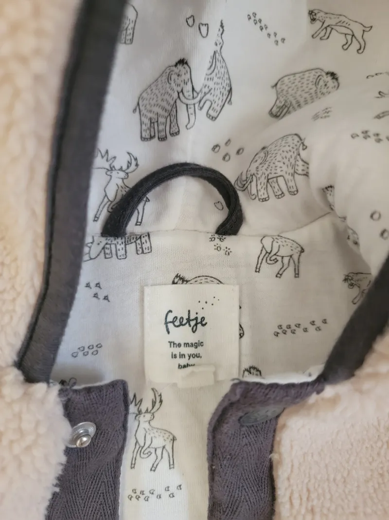 Feetje Baby Fleecejacke Kinder Gr. 68 Beige Kapuze Tiermotiv Kuscheljacke 5
