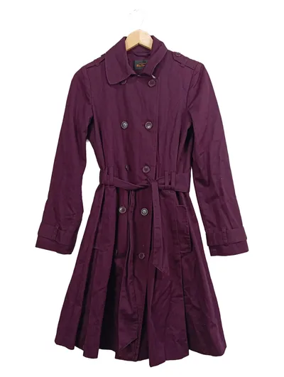 Ben Sherman Damen Trenchcoat Mantel Gr. S Lila Baumwolle Klassisch