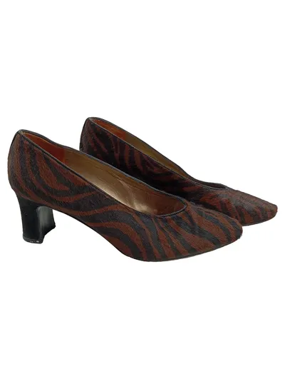 Stuart Weitzman Pumps Damen Gr. 38 Pony Fell Tiger Print Braun Leder