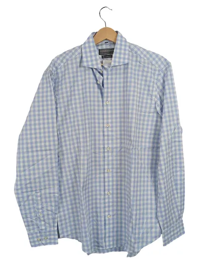 FINSHLEY & HARDING Herren Business Hemd Modern Fit kariert blau Gr. 39/48;M