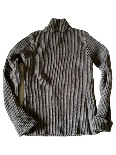 DKNY Jeans Damen Pullover Gr. L Grau Strick Troyer Wolle