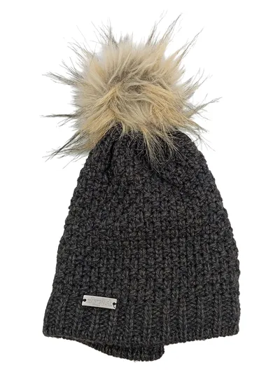 Eisglut Mütze Damen Grau Outdoor Bommel Strickmütze Wolle Polyacryl