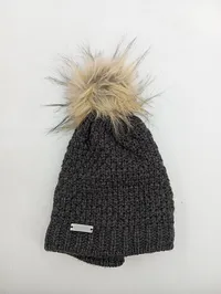 Eisglut Mütze Damen Grau Outdoor Bommel Strickmütze Wolle Polyacryl 2