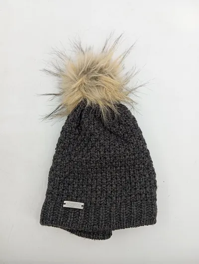 Eisglut Mütze Damen Grau Outdoor Bommel Strickmütze Wolle Polyacryl