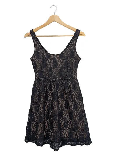 Apricot Spitzenkleid Damen Gr. 36/S Schwarz Floral Minikleid