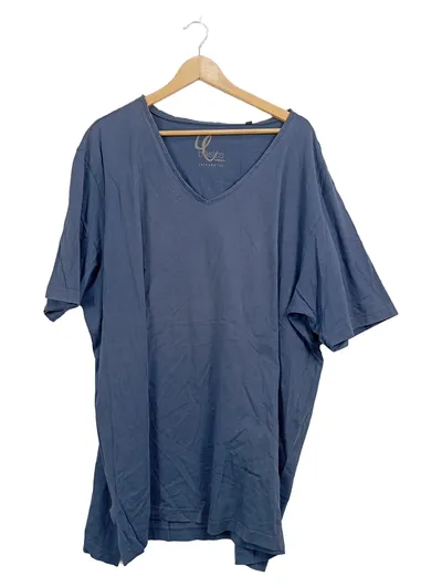Ulla Popken Damen T-Shirt Basics V-Ausschnitt Gr. 58/60 Blau Relaxed Fit