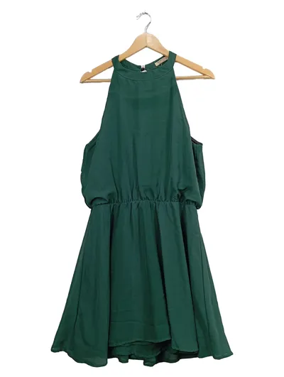 ACEVOG Damen Cocktailkleid Neckholder Grün Gr. L Elegant Party