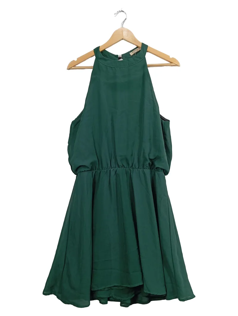 ACEVOG Damen Cocktailkleid Neckholder Grün Gr. L Elegant Party 1