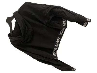 Oceans Apart Damen Kapuzenpullover Hoodie Logo Print Cropped Schwarz XL