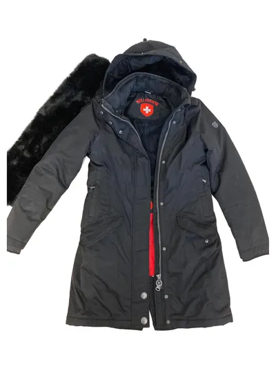 Wellensteyn Damen Parka Gr. 34/XS Schwarz Kapuze Fell Outdoor Freizeit