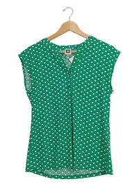 Anne Klein Damen Bluse Gr. 36/S Grün Polka Dots Ärmellos 1