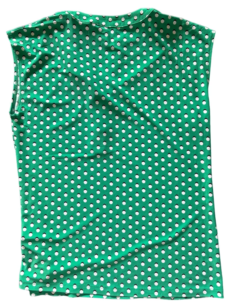 Anne Klein Damen Bluse Gr. 36/S Grün Polka Dots Ärmellos 3