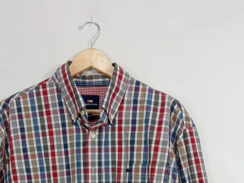 Commander Herren Business Karohemd Langarm Baumwolle Gr. 46/S 2