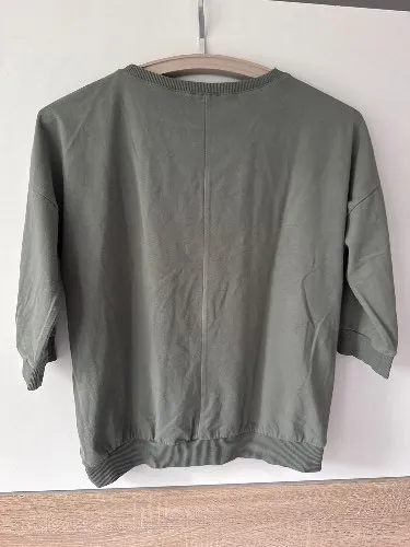 MEGI COLLECTION Damen Pullover Oliv S,M Casual Schriftzug