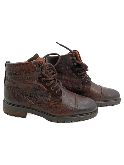 Tommy Hilfiger Herren Stiefel Leder Braun Gr. 40 Schnürboots Casual