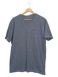 Camel Active Herren T-Shirt V-Ausschnitt Gestreift Grau Gr. L 1