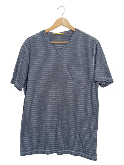 Camel Active Herren T-Shirt V-Ausschnitt Gestreift Grau Gr. L