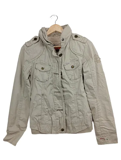 khujo Damen Leichte Jacke Beige Gr. 38/M Casual Übergangsjacke Baumwolle