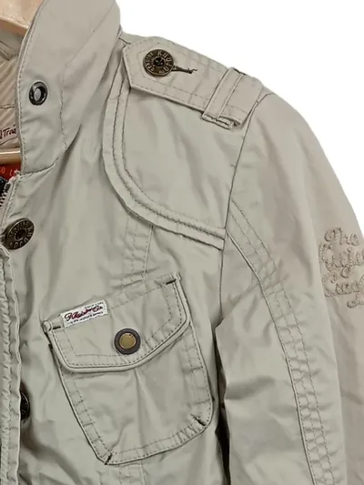 khujo Damen Leichte Jacke Beige Gr. 38/M Casual Übergangsjacke Baumwolle