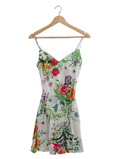 Marjolaine Damen Sommerkleid Blumenmuster Seide Gr. 36/S Mehrfarbig Feminin