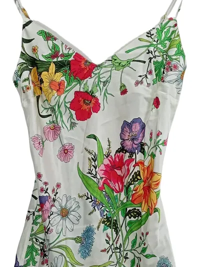 Marjolaine Damen Sommerkleid Blumenmuster Seide Gr. 36/S Mehrfarbig Feminin