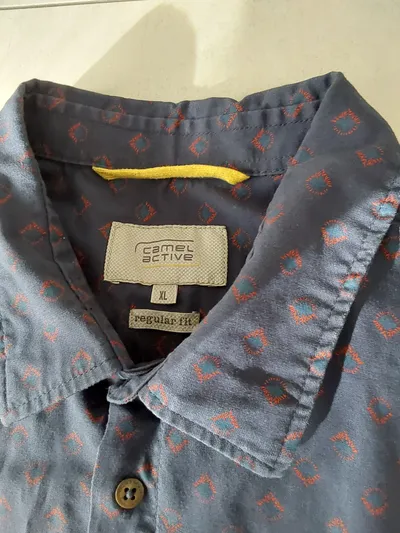 Camel Active Herren Freizeithemd Langarm Blau gemustert Gr. 52;XL Baumwolle
