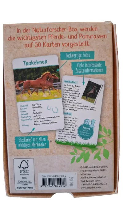 arsEdition NATURFORSCHER-BOX Pferde & Ponys Kartenspiel Kinder 50 Karten