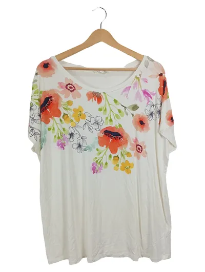 MONA Damen T-Shirt Gr. 48/3XL Mehrfarbig Blumenmuster Feminin