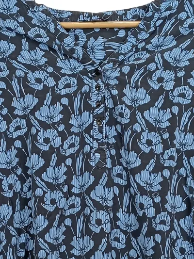 Olsen Damen Bluse Gr. 40 Blau Blumenmuster Langarm Tunika