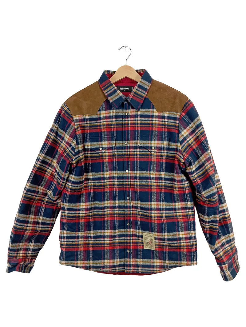 Dsquared2 Hemdjacke Herren Gr. 52/XL Kariert Gefüttert Flanell 1