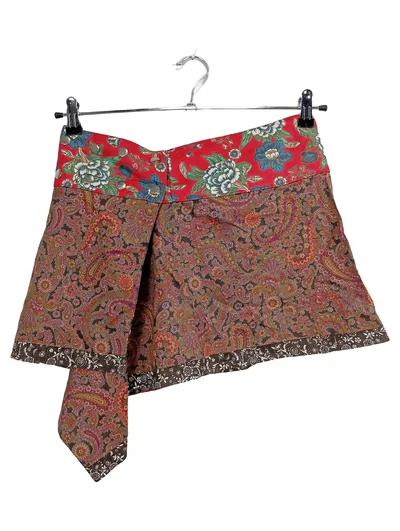 Nijens Damen Wickelrock Gr. 40 L Mehrfarbig Bohemian Patchwork Minirock