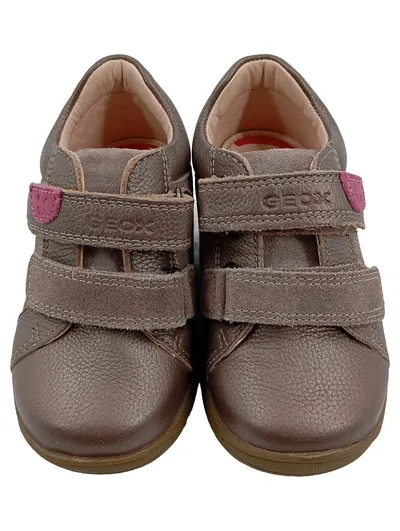 Geox Respira Lauflernschuhe Mädchen Gr. 22 Leder Klettverschluss Taupe Pink
