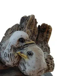 Euro Souvenir Dekofigur 5 Vögel auf Ast Made in Italy Natur Braun 15cm 3