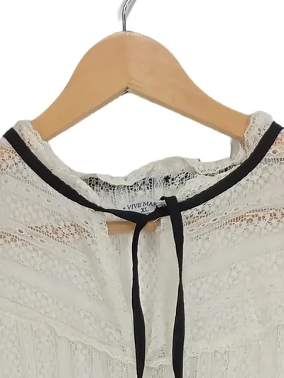 Vive Maria Damen Top ärmellos Lochmuster weiß Gr. 42/XL Baumwolle