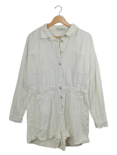 In The Style Jumpsuit Damen Baumwolle Overall Freizeit Gr. 40 L Weiß