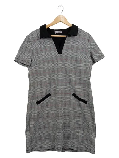 CAMI NYC Blusenkleid Gr. 42/XL Grau Kariert Business Damen Kleid