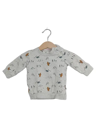 Feetje Baby Pullover Grau Gr. 62 Bären-Motiv Langarm Baumwolle