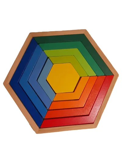 Playtive Holz Steckpuzzle Regenbogen Sechseck Montessori Motorik Spielzeug