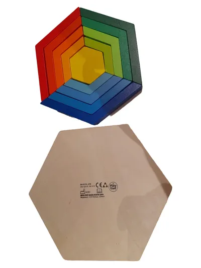 Playtive Holz Steckpuzzle Regenbogen Sechseck Montessori Motorik Spielzeug