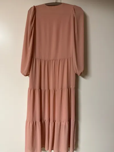 Caroline Biss Damen Freizeitkleid Rosa Gr. 36 Langarm V-Ausschnitt Stufenrock
