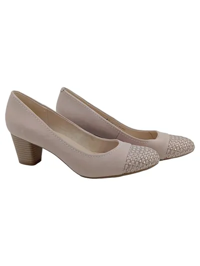 5th Avenue Damen Pumps Gr. 39 Beige Leder Blockabsatz Elegant