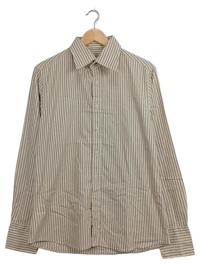 WE Herren Business Hemd gestreift Beige Gr. 50/L Langarm