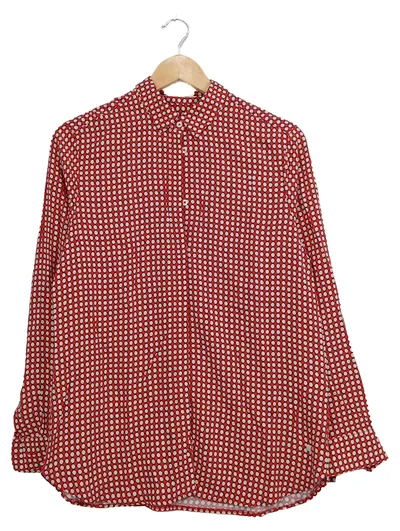 BRAX Hemdbluse Damen Gr. 40/L Rot Punkte Langarm Casual Viskose Bluse