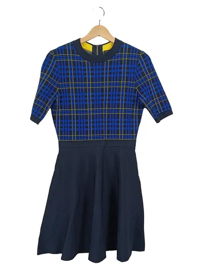 Ted Baker Damen Strickkleid kariert blau gelb Gr. 38/M