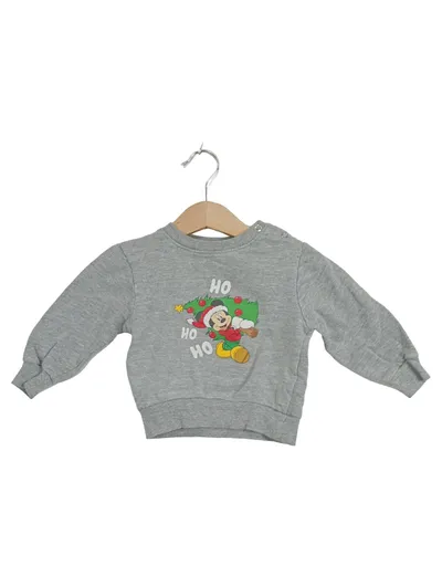 Disney Mickey Mouse Weihnachtspullover Kinder Gr. 74 Grau Ho Ho Ho