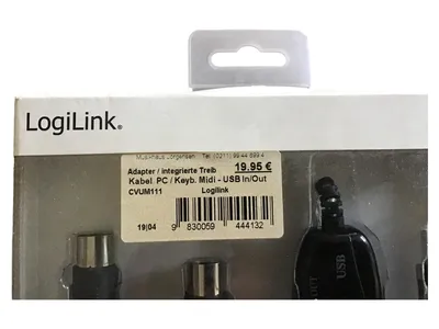 LogiLink CVUM111 USB MIDI Kabel Adapter 2x 5 Pin DIN Schwarz