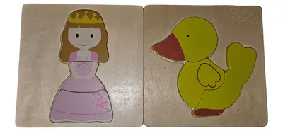 KiK Holz Steckpuzzle Prinzessin Ente 6 Teile Kinder Lernspielzeug