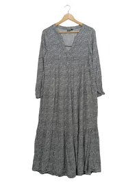 EIGHT2NINE Damen Maxikleid Freizeitkleid Gr. 40/L Viskose Schwarz Grafisch 1