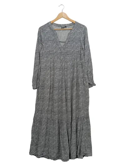 EIGHT2NINE Damen Maxikleid Freizeitkleid Gr. 40/L Viskose Schwarz Grafisch