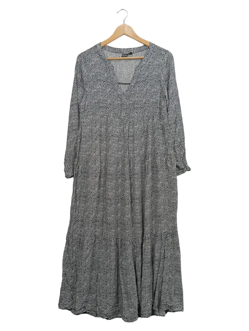 EIGHT2NINE Damen Maxikleid Freizeitkleid Gr. 40/L Viskose Schwarz Grafisch 1